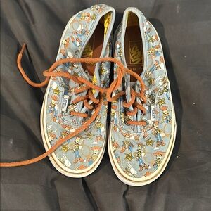Vans Blue and Orange Sneakers with Floral Pattern